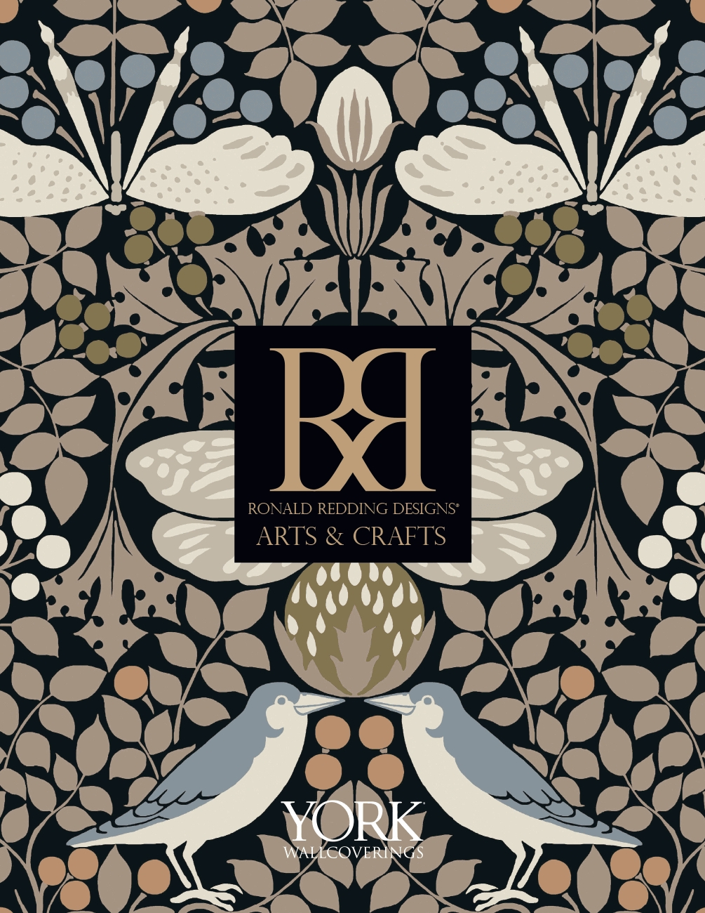 Wallpaper Navy Avian Motif Paper Craftsman style bird wallpaper