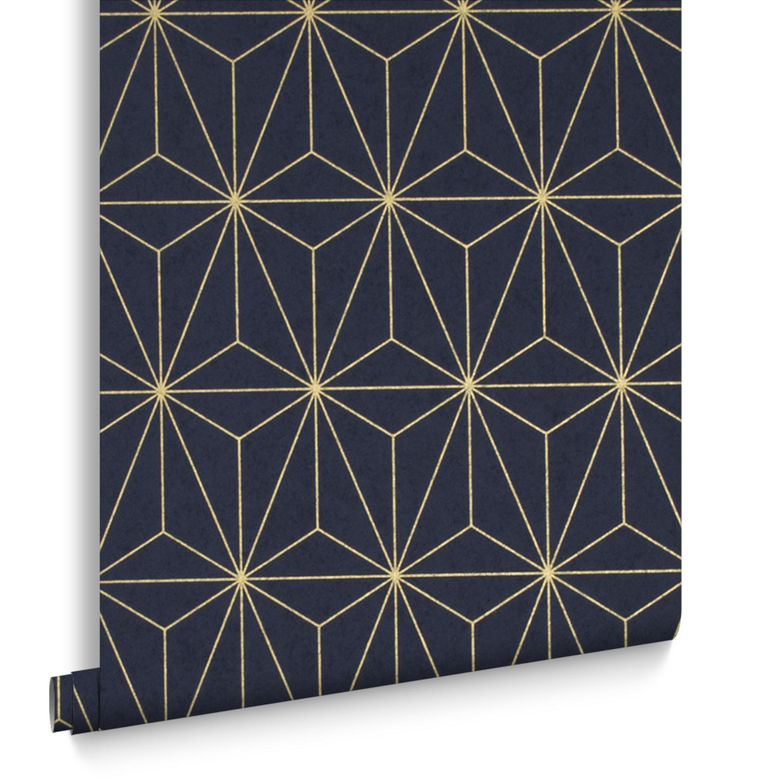 Wallpaper Prism Pattern Star Design Metallic Finish
