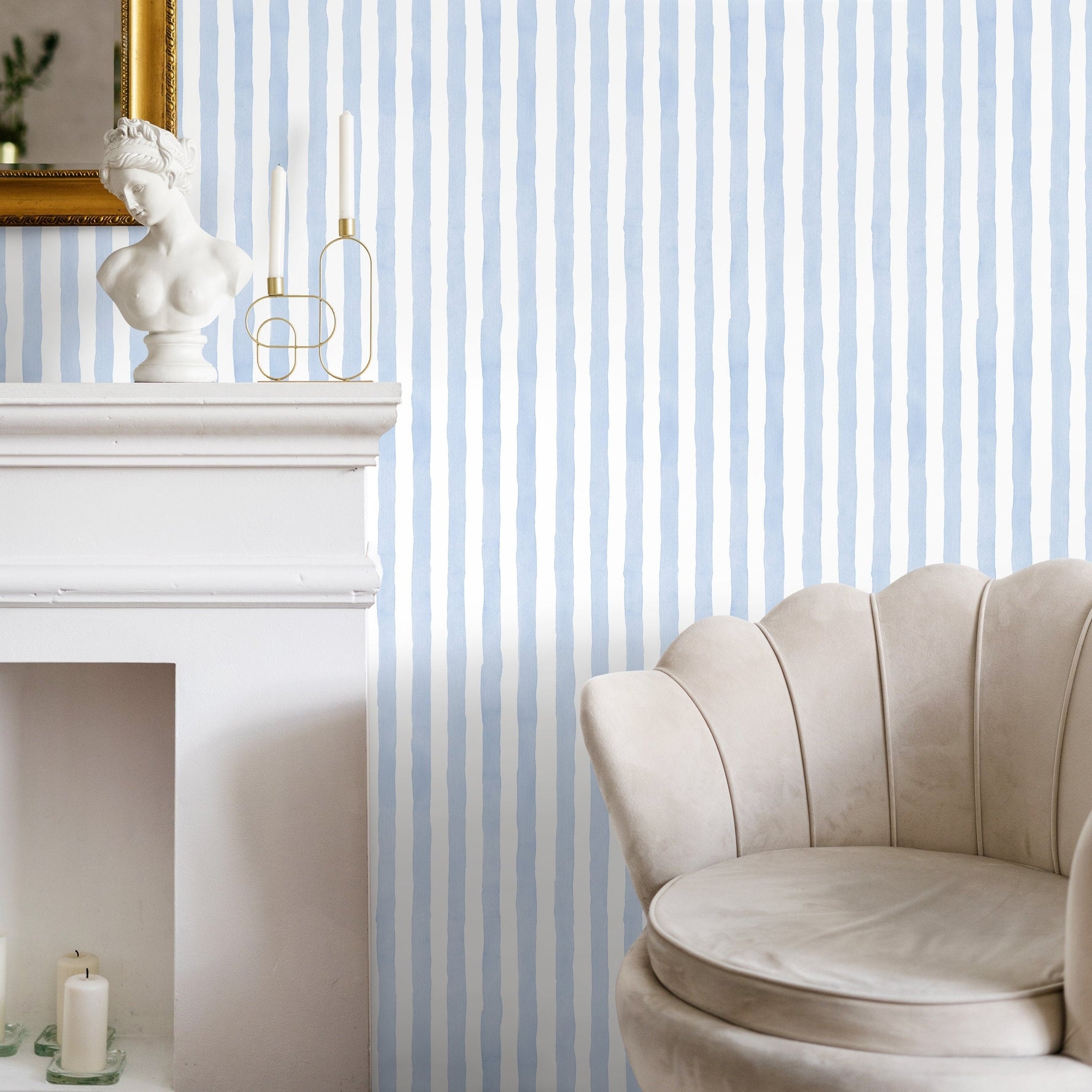 Wallpaper with Watercolor Stripes and Parisian Chic