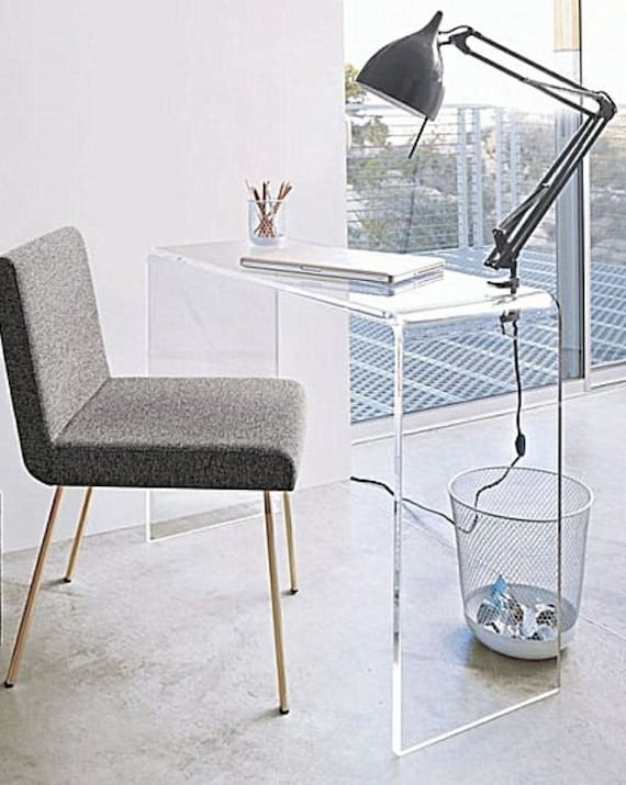 Waterfall Desk with Transparent U-Shaped Profile Design