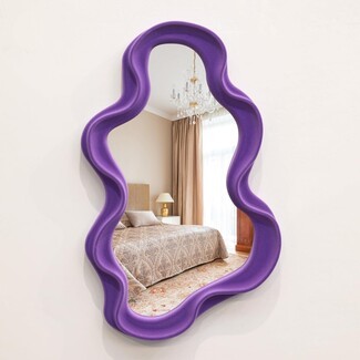 Wavy Mirror: Matte Purple Thick Frame Asymmetrical Cloud