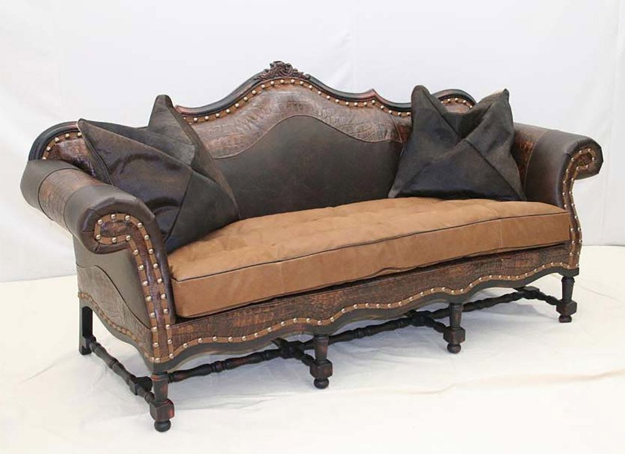 Western Sofa Scalloped Camelback with Scalloped Camelback Sofa