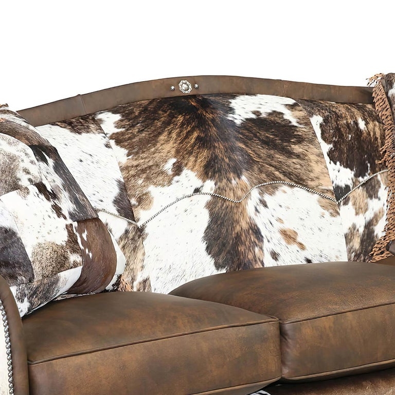 Western Sofa with Leather Fringe and Concho Detail Sofa Style