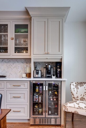 Wet Bar Cabinetry with Tambour Door and Dual Zone Cooler