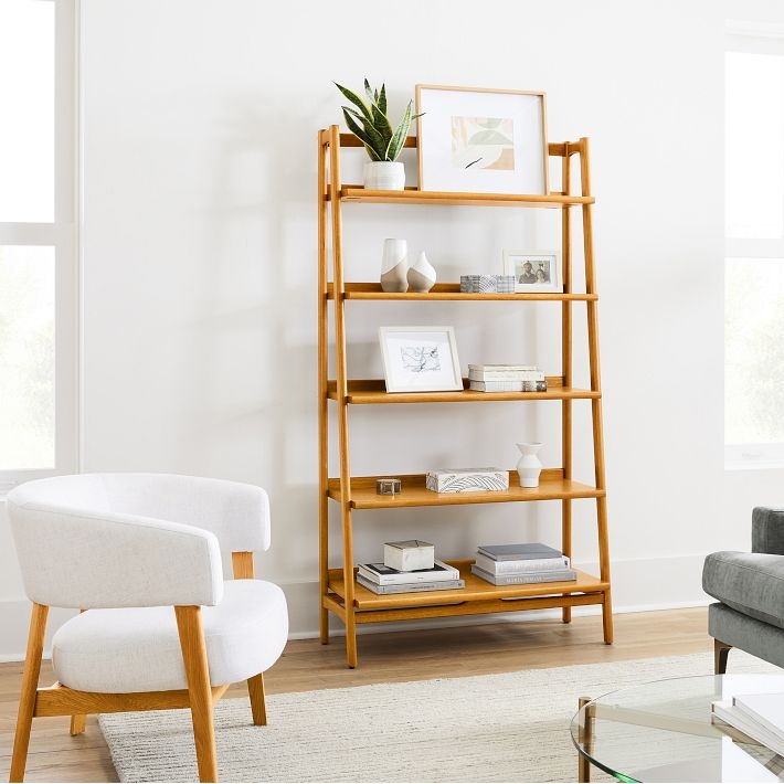 Wide Bookshelf Wide Profile Mid-Century Acorn Bookshelf