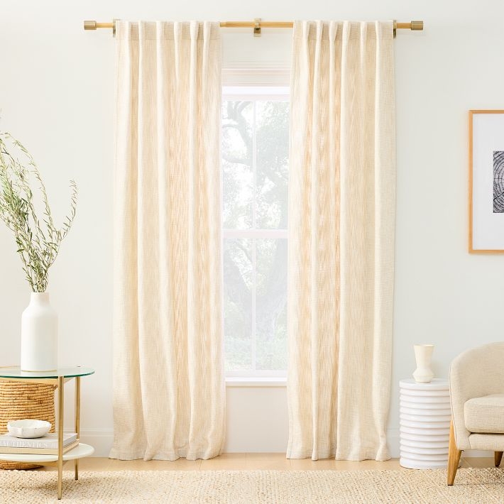 Window Curtains: Basketweave Texture Sand Beige Panels