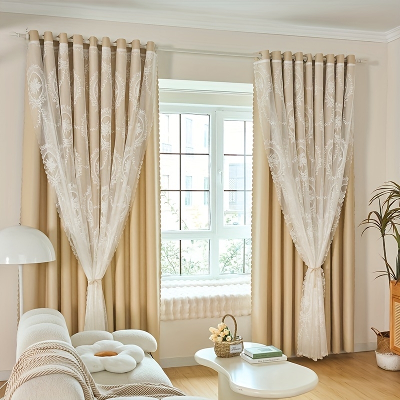 Window Curtains: Floral Lace Overlay Patterned Design