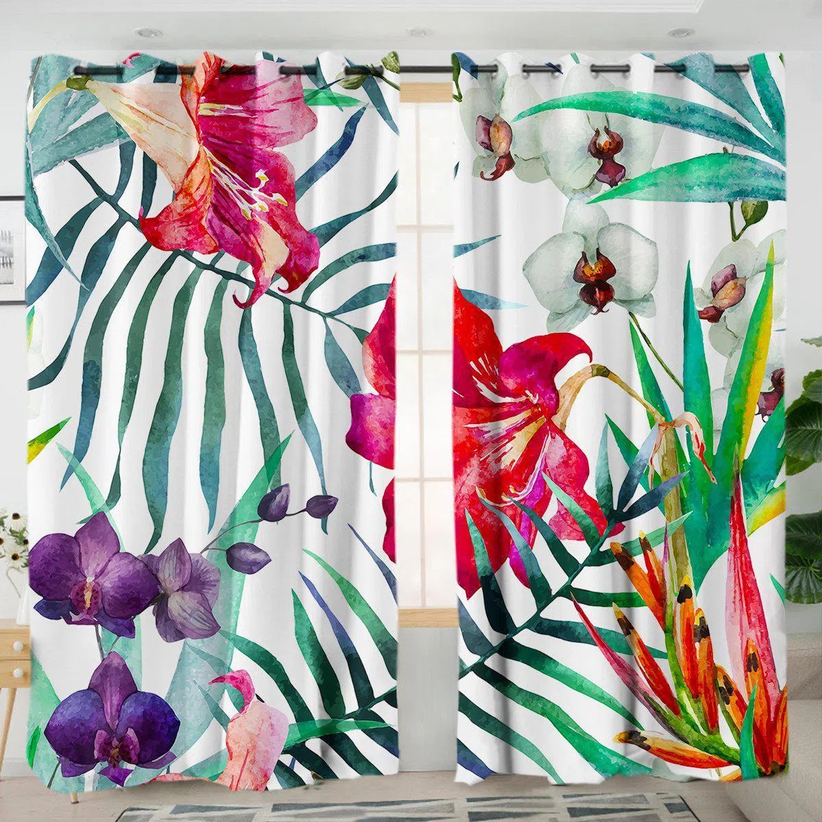 Window Curtains Watercolor Floral Watercolor Orchid Window Panels