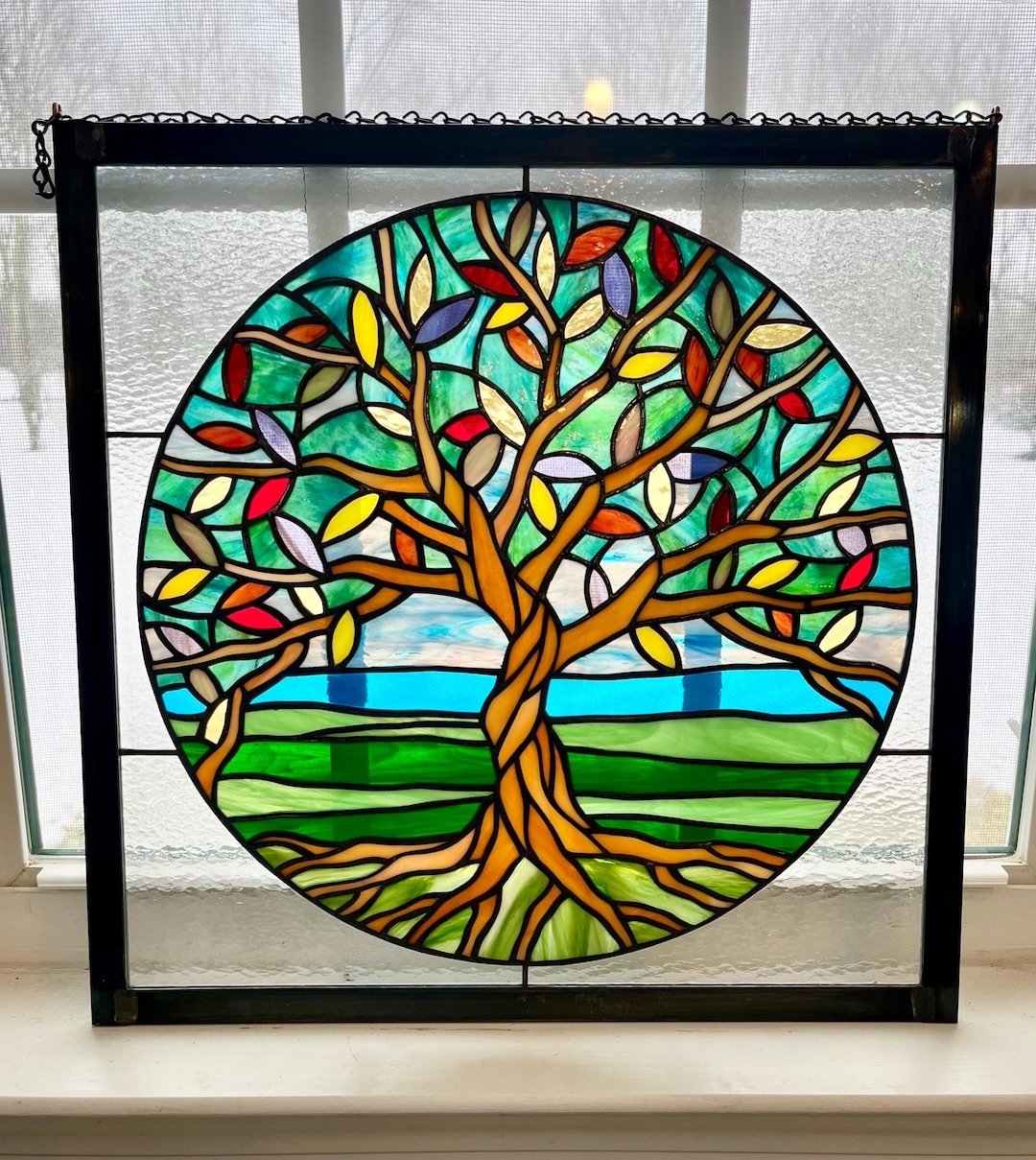Window Hanging Textured Clear Border Glass Decor