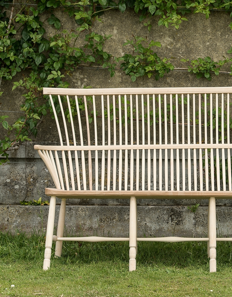 Windsor Bench Light Wood Double Tier Rail Garden Settee