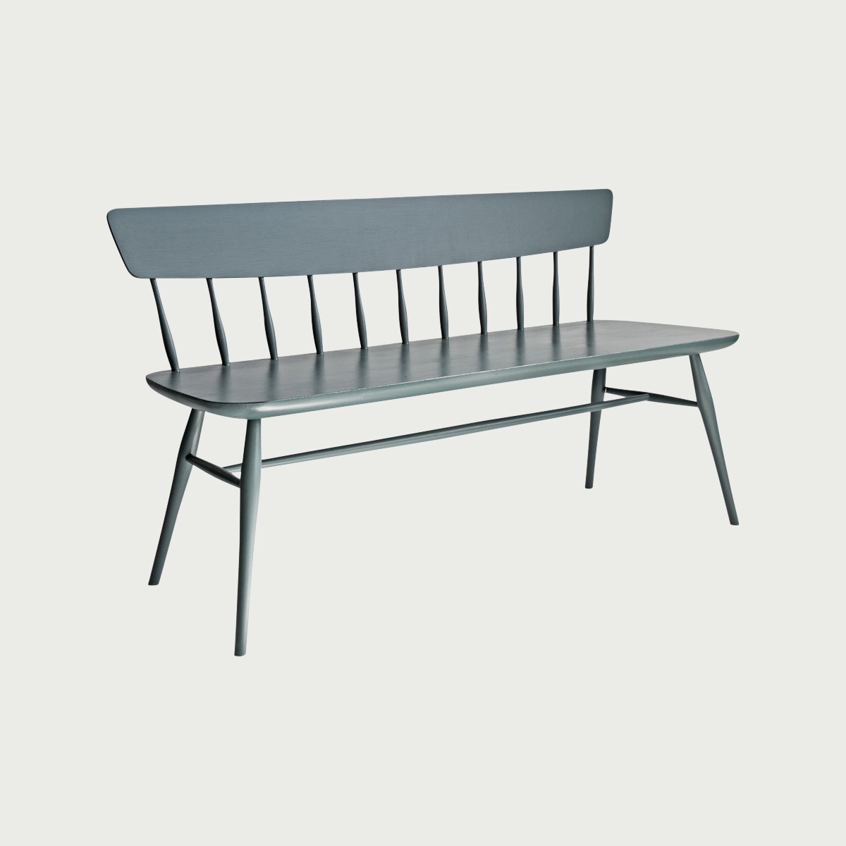 Windsor Bench Matte Blue Slate Spindle Seat Dining Bench