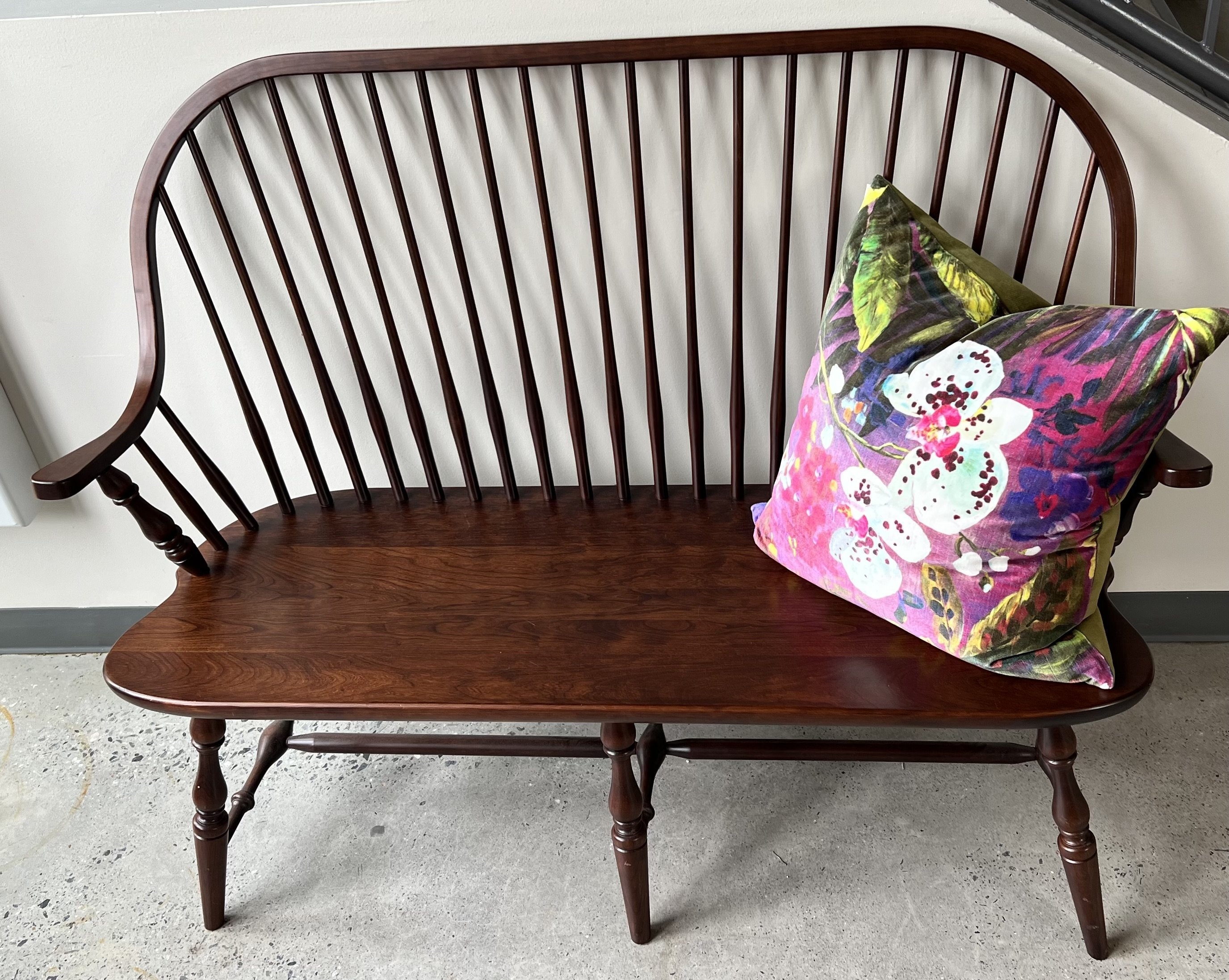 Windsor Bench Walnut Brown Continuous Arm Settee Seating
