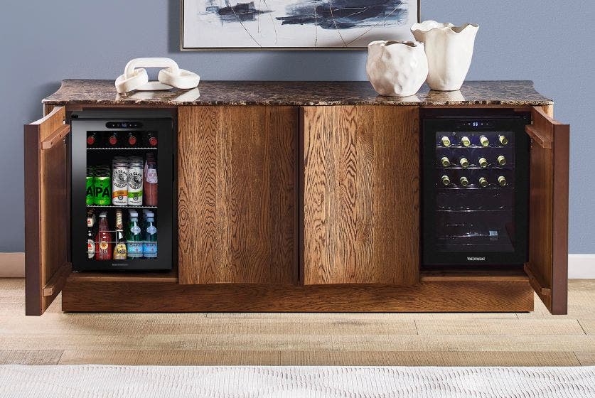 Wine Credenza with Dual Refrigeration and Stone Look Top