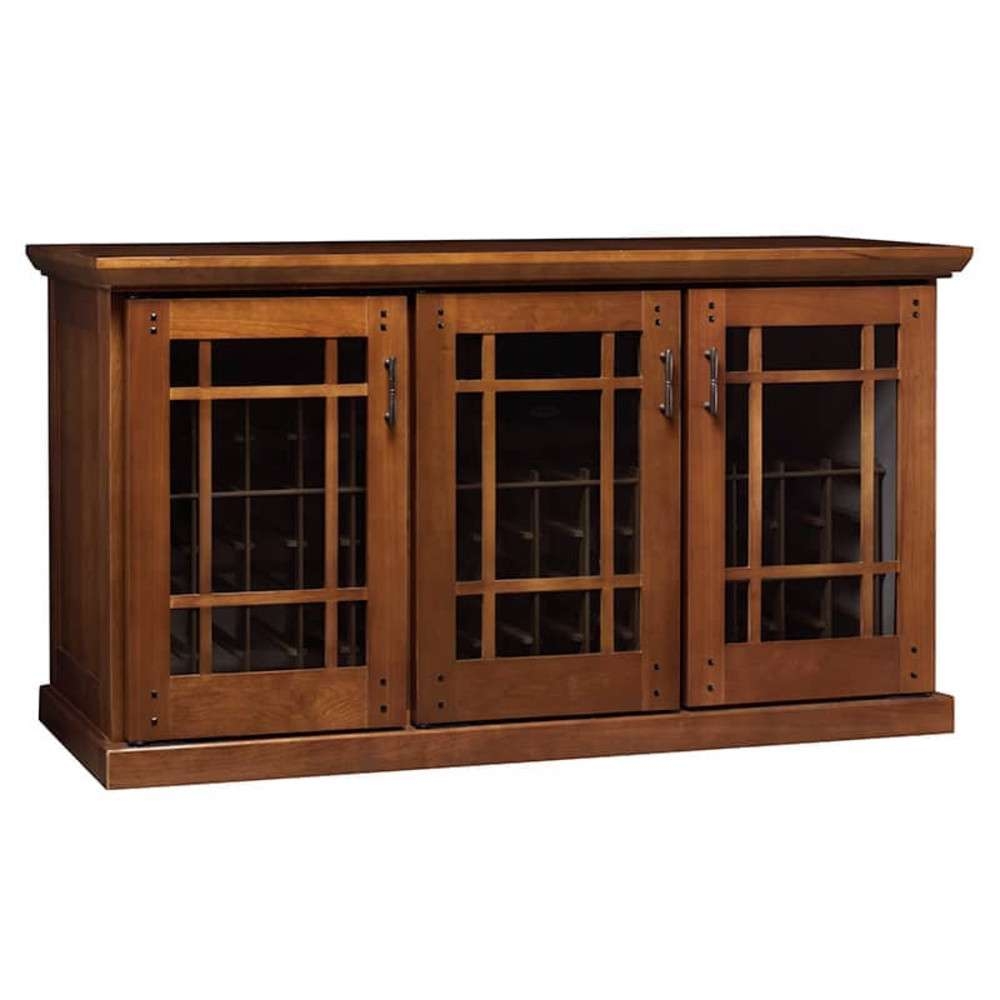 Wine Credenza with Mission Style Doors and Three Door Grid