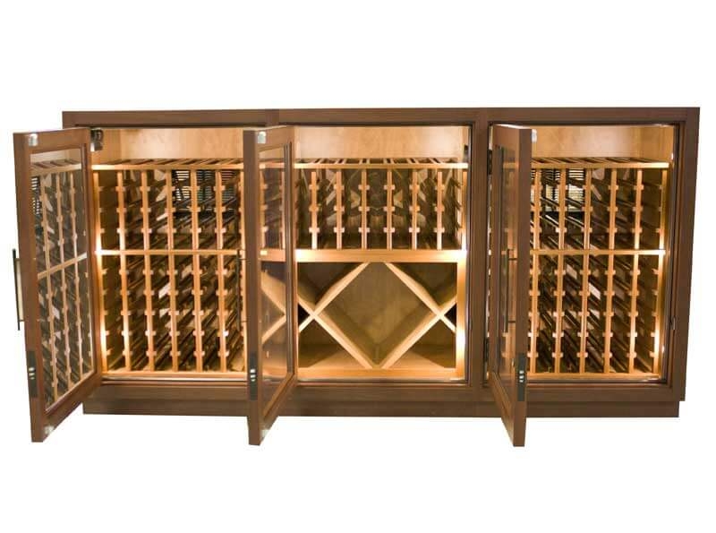 Wine Credenza with X Bin Storage and Triple Compartment