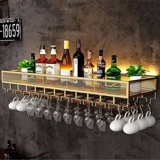 Wine Rack Led Lighting Gold Backlit Liquor Bottle Display