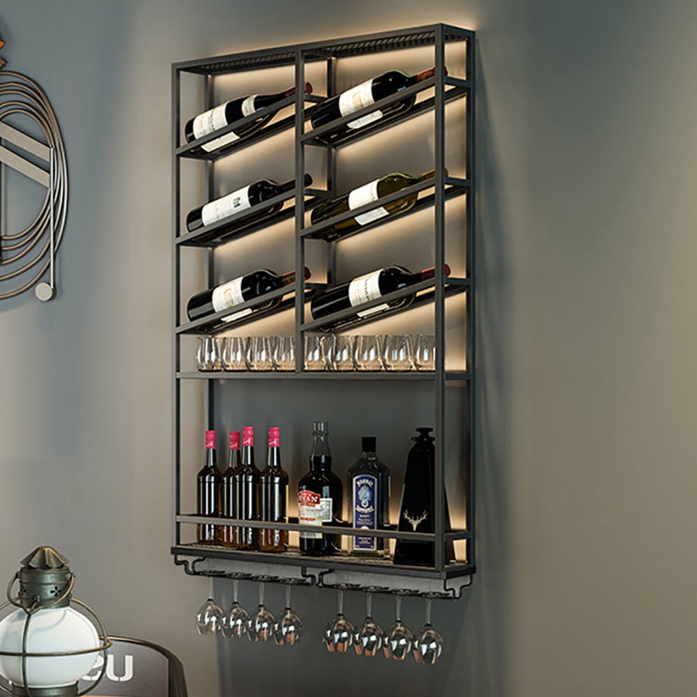 Wine Rack Slanted Shelves Backlit Wall Wine Rack Metal