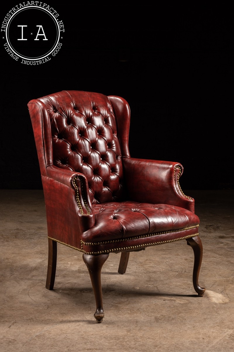 Wingback Chair Cabriole Leg Traditional Oxblood Library