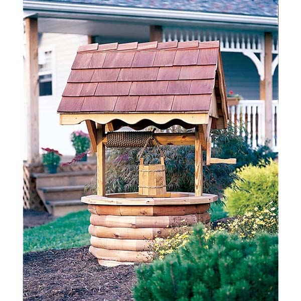 Wishing Well featuring Scalloped Eave Trim and Stacked Log Base