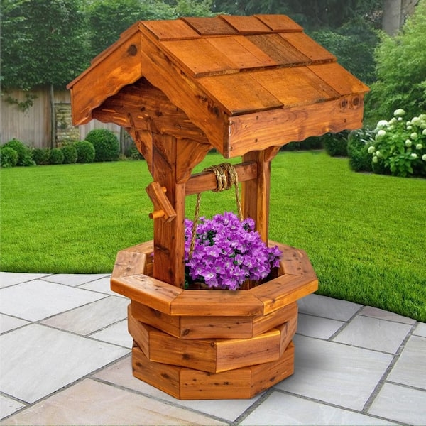 Wishing Well Planter featuring Octagonal Stacked Base and Scalloped Trim