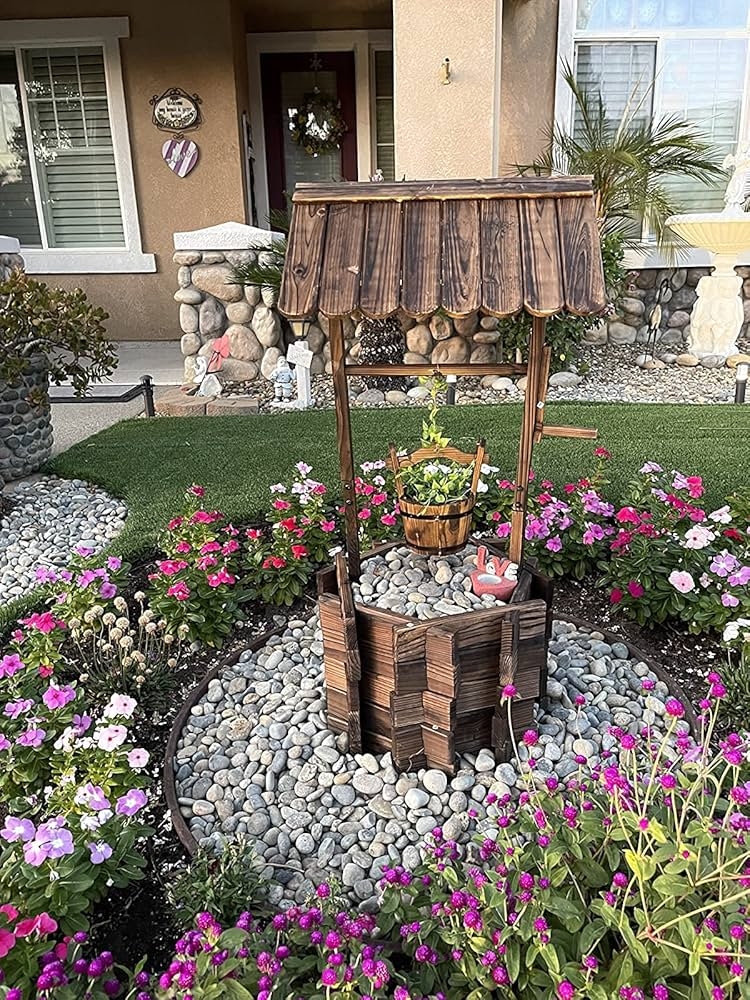 Wishing Well Planter in Burnished Finish for Garden Focal Points