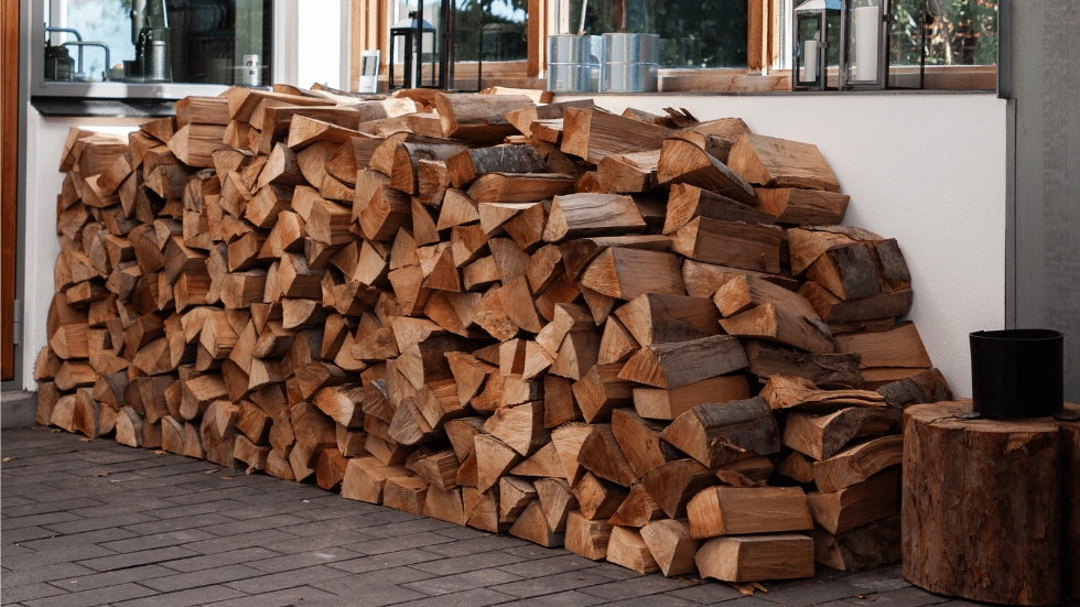 Wood Pile Varied Split Faces Rustic Patio Wall Decor