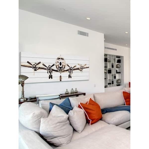 Wood Wall Art Horizontal Slats Vintage Airplane Wood Art