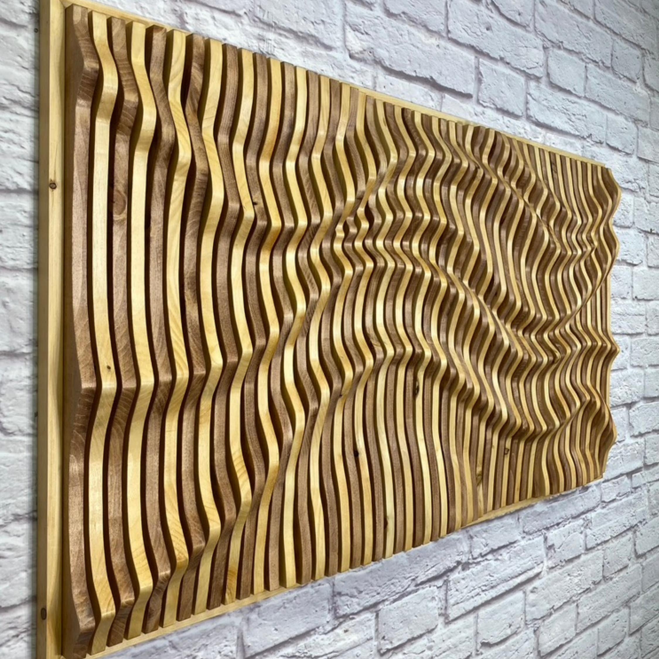 Wood Wall Art Parametric Wave Multi Tonal Wood Panel