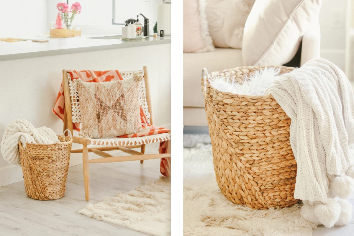 Woven Basket Braided Natural Texture Braided Seagrass Basket