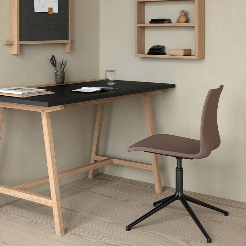Writing Desk with Black Top: Black and Light Wood Desk
