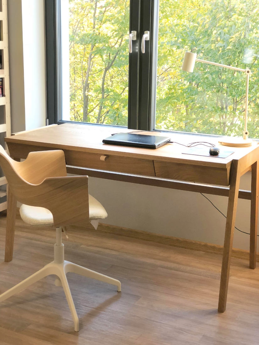 Writing Desk with Leather Pull Tab: Scandinavian Oak Desk