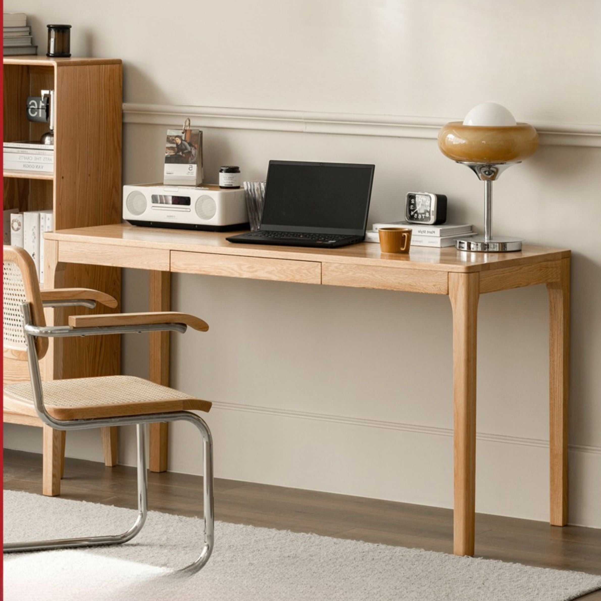 Writing Desk with Rounded Leg Joints: Nordic Oak Writing Desk