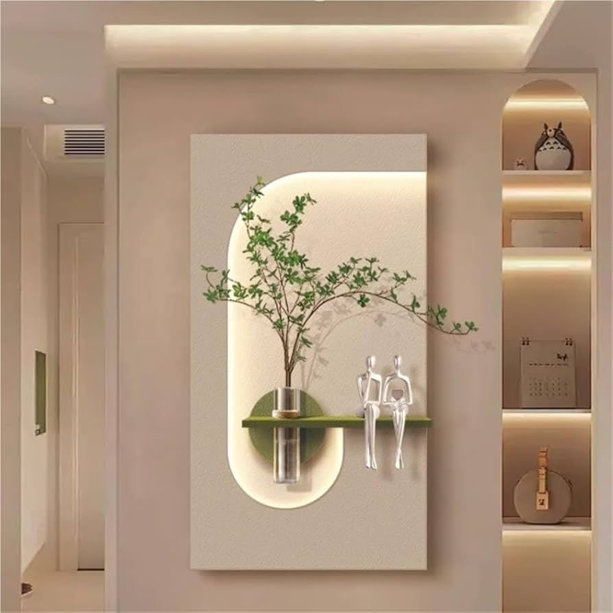 3D Wall Art featuring Backlit Curved Cutout and LED Entryway Accent Light