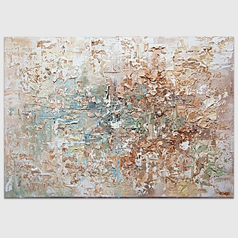 Abstract Painting Heavy Impasto Texture Sage Green Organic Art