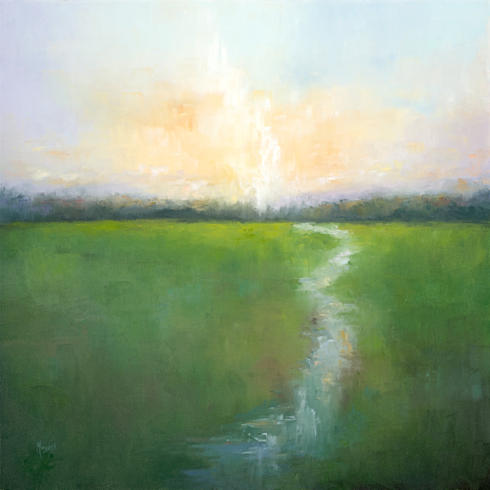 Abstract Painting Luminous Horizon Textured Nature Canvas