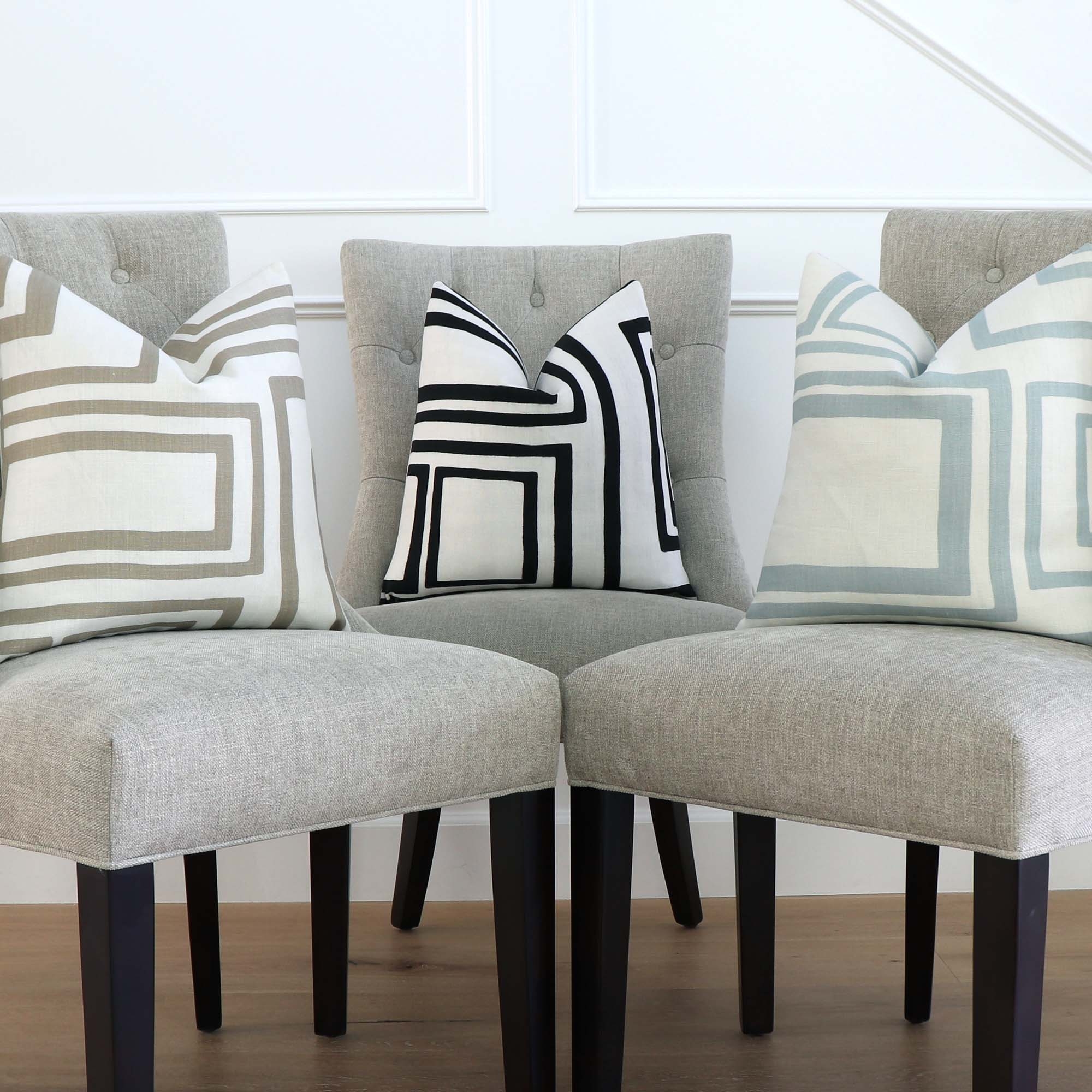 Accent Chair Button Tufting Geometric Black White Pillow