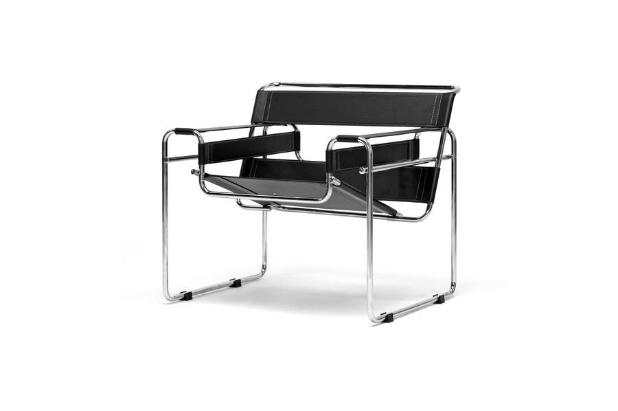 Accent Chair Chrome Silver Tubular Frame Strap Seat