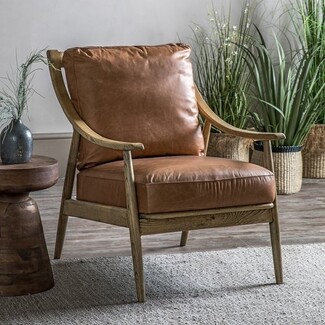 Accent Chair Curved Wooden Frame Tapered Leg Lounge Chair