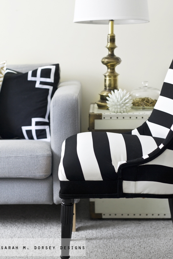 Accent Chair Fluted Black Legs Brass Accents Styling