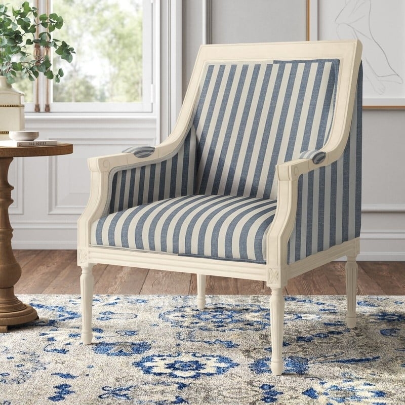 Accent Chair Fluted Tapered Legs and Rosette Carvings Style