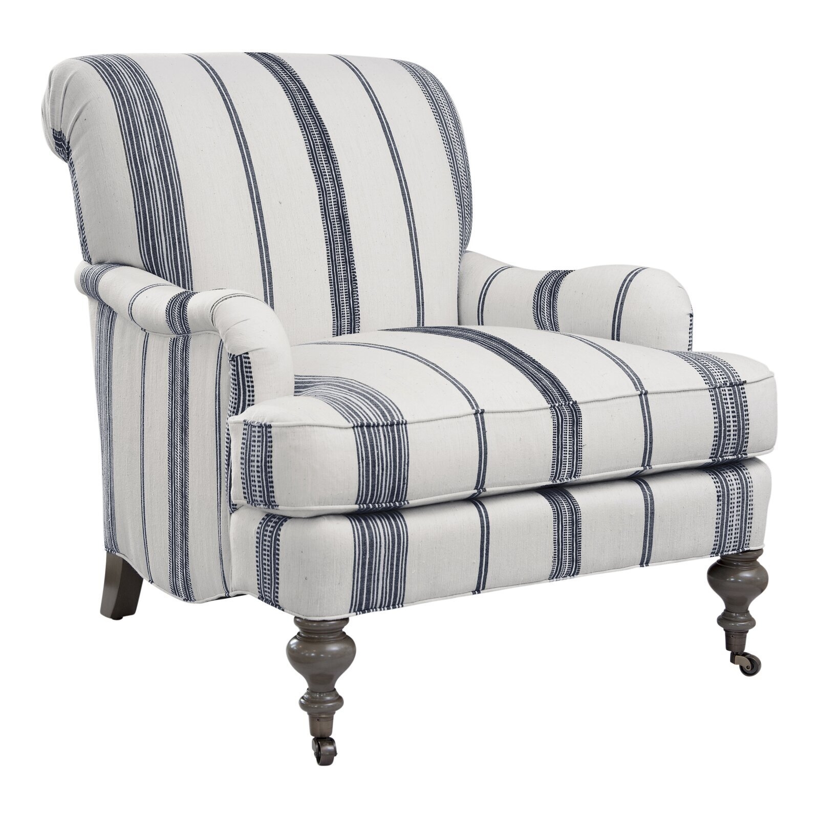 Accent Chair Front Casters and Rolled Arm Club Chair Decor