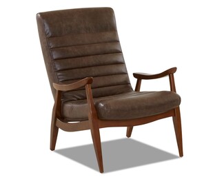 Accent Chair Horizontal Channel Stitching Sculpted Wood Chair
