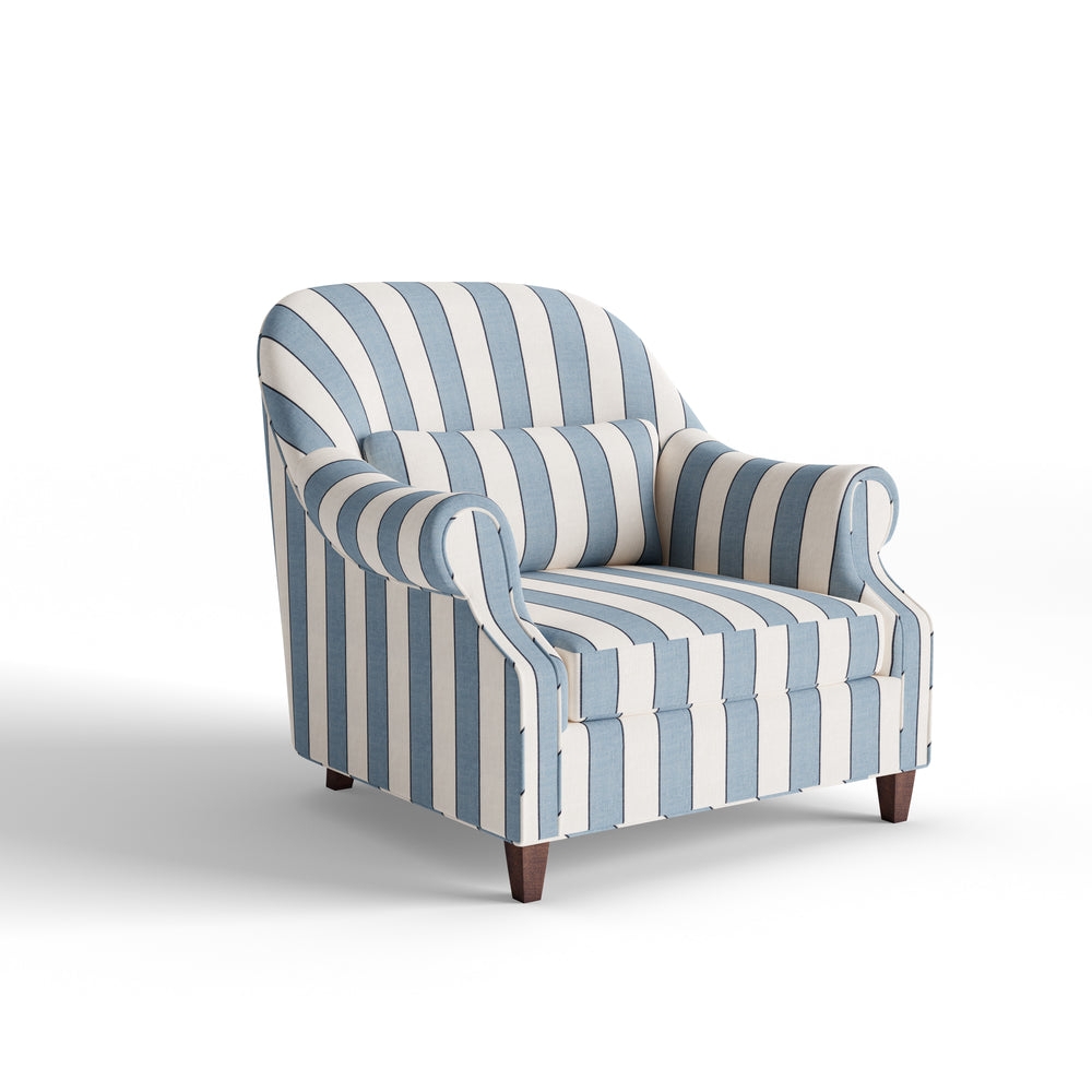 Accent Chair Lumbar Pillow and Harbor Blue Striped Decor