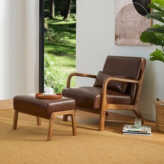 Accent Chair Matching Footrest Mid Century Armchair Ottoman