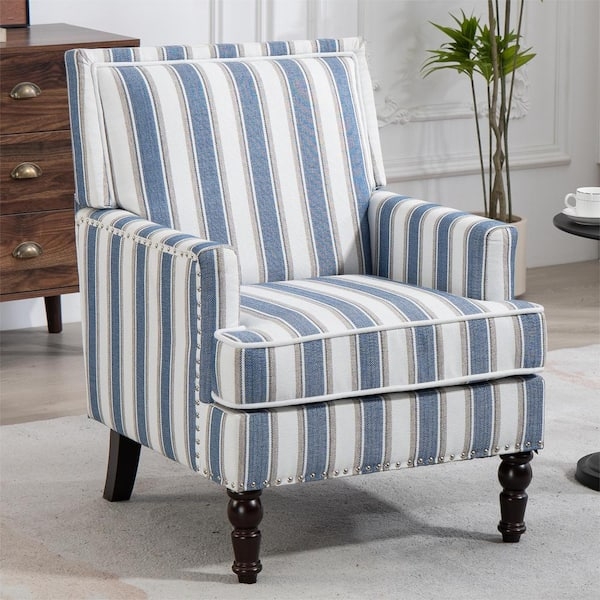 Accent Chair Nautical Seating with Navy Nailhead Trim