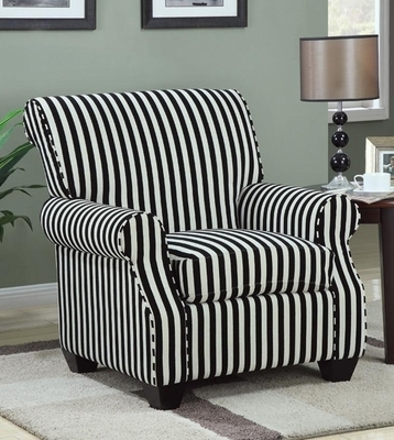Accent Chair Rolled Arms Vertical Stripe Club Chair