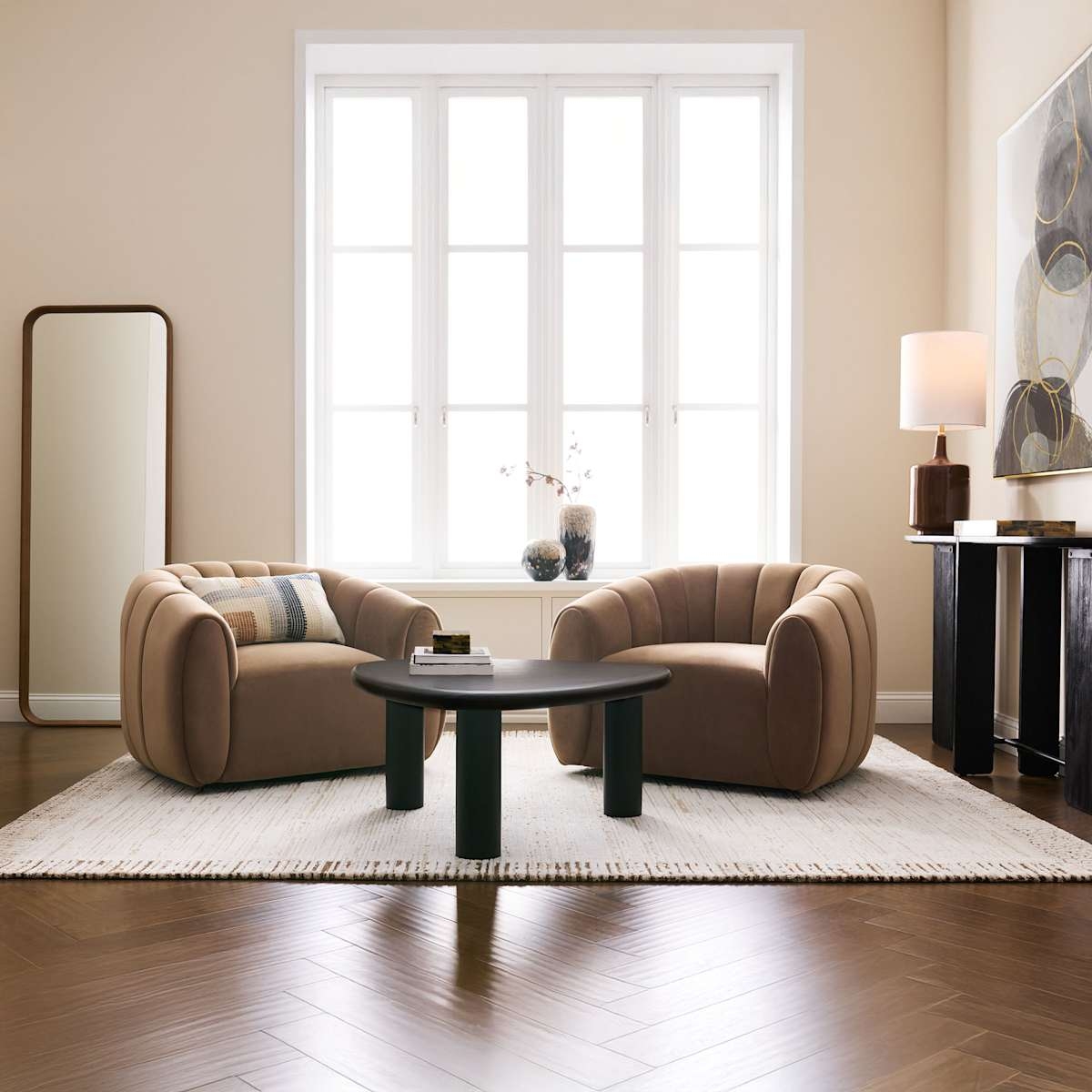Accent Chair Set with Channeled Back and Modern 3-Piece Furniture