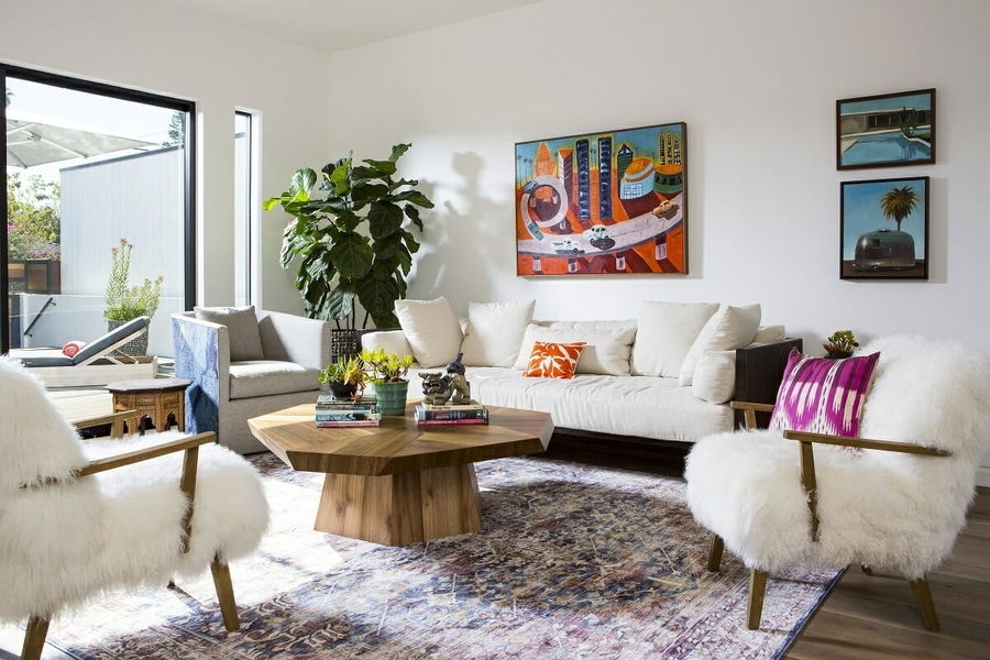 Accent Chair Shaggy Texture White Faux Fur Seating