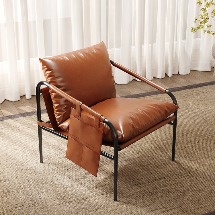 Accent Chair Side Storage Pocket Industrial Lounge