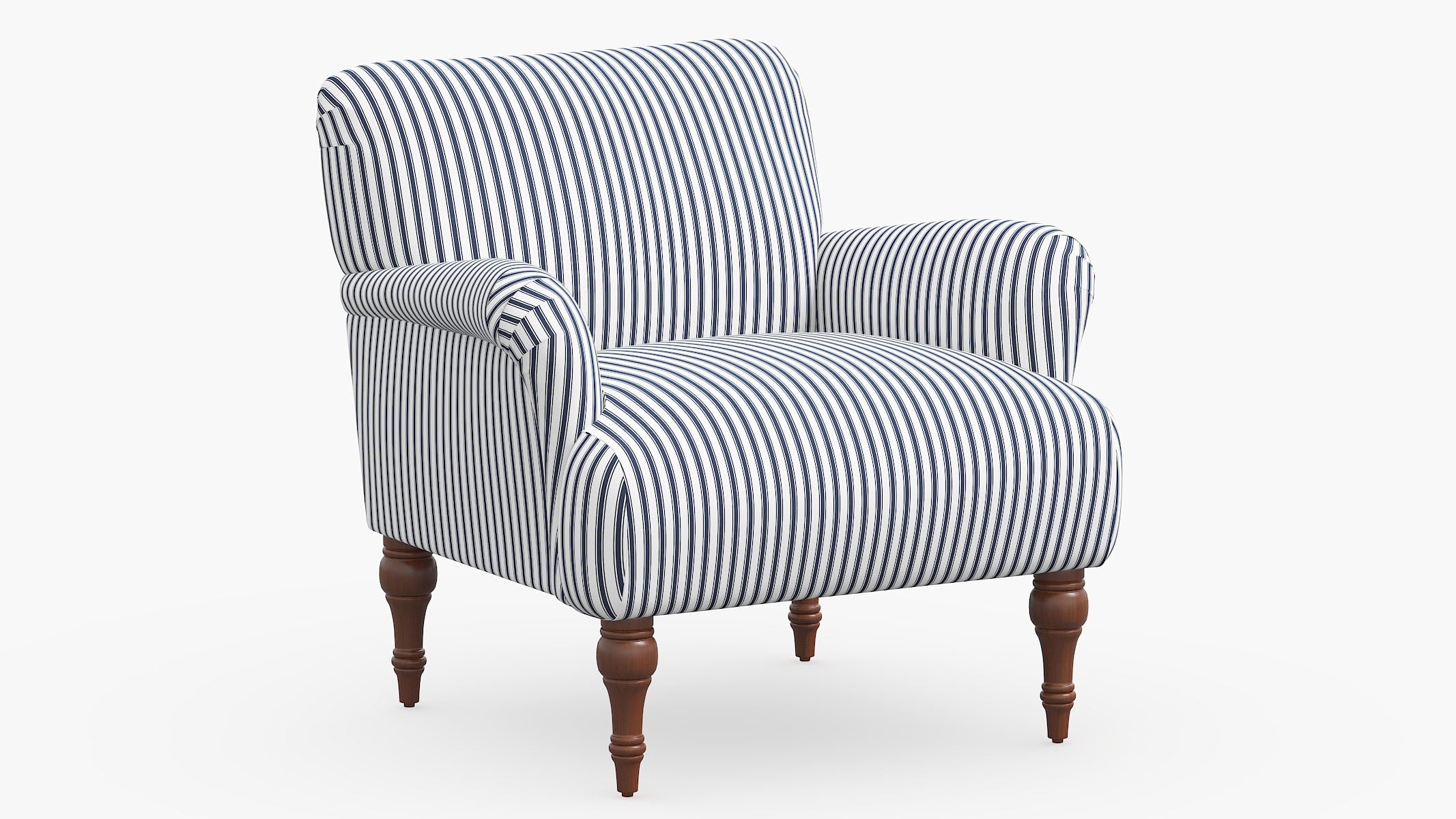 Accent Chair Spindle Detail with Traditional Ticking Stripe